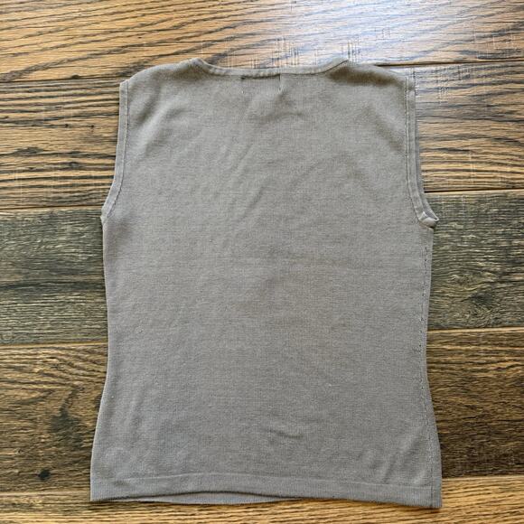 Vintage Chico’s Design Silk Cotton Knit Tank Top Size 2 Taupe Brown Sleeveless - Picture 2 of 5